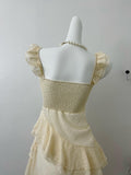 Cute High Low Square Neckline Ruffles Summer Dress Holiday Party Outfits For Women HZ1121