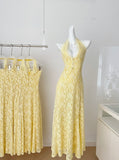 Sexy Sheath V Neckline Yellow Lace Summer Dress Holiday Party Outfits For Women HZ1121