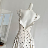 Sexy A line Square Neckline White Lace Summer Polka Dots Dress Holiday Party Outfits For Women HZ1121