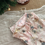 Cute A line Spaghetti Straps Pink Floral Lace Summer Dress Holiday Party Outfits For Women HZ1121