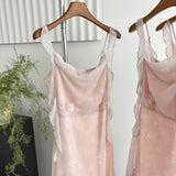 Cute Mermaid Straps Floral Pink Lace Long Summer Dress For Women HZ1121