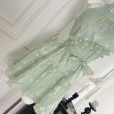 Sweet A Line Halter Green Floral Summer Short Women Summer Holiday Dresses HZ1121