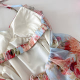 Sweet A Line Halter Pink Floral Summer Short Women Dresses HZ1121