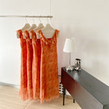 Sexy A line Jewel Summer Orange Chiffon Dress Holiday Party Outfits For Women HZ1121