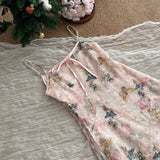 Cute A line Spaghetti Straps Pink Floral Lace Summer Dress Holiday Party Outfits For Women HZ1121