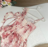 Sweet A Line Straps Pink Floral Summer Short Dresses HZ1121