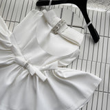Cute A Line Spaghetti Straps White Short Summer Dress Holiday Party Outfits For Women HZ1121
