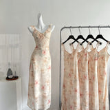 Simple Sheath V Neckline Pink Floral Chiffon Summer Dress Holiday Party Dress Birthday Outfits For Teens HZ1121