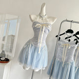 Sexy A line Halter Blue Min Summer Dress Holiday Party Homecoming Dress Birthday Outfits For Teens HZ1121
