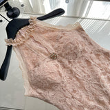Sexy Sheath Jewel Floral Pink Lace Summer Dress Holiday Party Outfits For Women HZ1121