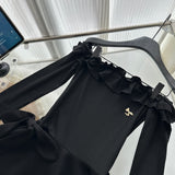 Cute A Line Off The Shoulder Black Summer Dress Holiday Party Outfits For Women HZ1121