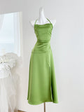 Sexy Mermaid Halter Satin Summer Beach Dress Holiday Party Casual Outfits For Girls HZ1121