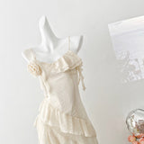 Sexy High Low Spaghetti Straps Floral Lace Summer Dress Holiday Party Outfits For Women HZ1121