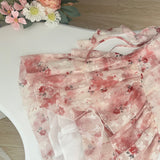 Sweet A Line Straps Pink Floral Summer Short Dresses HZ1121