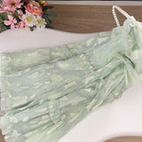 Sweet A Line Halter Green Floral Summer Short Women Summer Holiday Dresses HZ1121