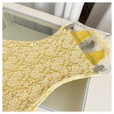 Sexy Sheath V Neckline Yellow Lace Summer Dress Holiday Party Outfits For Women HZ1121