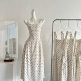 Sexy A line Square Neckline White Lace Summer Polka Dots Dress Holiday Party Outfits For Women HZ1121