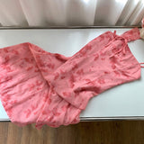 Sexy A line Spaghetti Straps Floral Long Pink Floral Dress Holiday Party Outfits For Women HZ1121