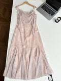 Cute Mermaid Straps Floral Pink Lace Long Summer Dress For Women HZ1121