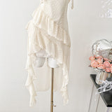 Sexy High Low Spaghetti Straps Floral Lace Summer Dress Holiday Party Outfits For Women HZ1121