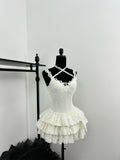 Cute Spaghetti Straps Ballet Skirt Ruffles Summer Dress Holiday Party Outfits For Women HZ1121