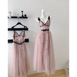 Cute A line Straps Pink Tulle Summer Dress Holiday Party Outfits For Women HZ1121