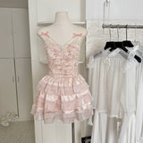 Sexy A line Spaghetti Straps 2 Pieces Pink Summer Dress Holiday Dresses Party Outfits For Women HZ1121