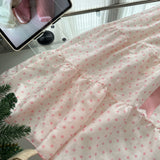 Sexy A line Square Neckline Pink Summer Polka Dots Dress Holiday Party Outfits For Women HZ1121