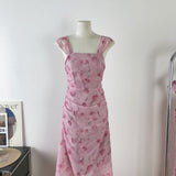 Sexy Sheath Straps Floral Pink Summer Dress Holiday Party Outfits For Women HZ1121
