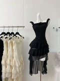 Cute High Low Square Neckline Ruffles Summer Dress Holiday Party Outfits For Women HZ1121