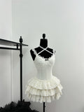 Cute Spaghetti Straps Ballet Skirt Ruffles Summer Dress Holiday Party Outfits For Women HZ1121