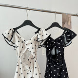 Cute A Line V Neckline Polka Dots Summer Dress Holiday Party Outfits For Women HZ1121