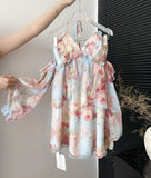 Sweet A Line Halter Pink Floral Summer Short Women Dresses HZ1121