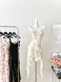 Sexy High Low Spaghetti Straps Floral Lace Summer Dress Holiday Party Outfits For Women HZ1121