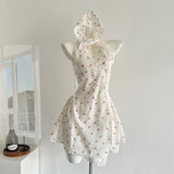 Sexy A Line Halter Neckline Floral Short Summer Dress Holiday Party Outfits For Women HZ1121