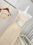 Cute A line Spaghetti Straps 2 Pieces Summer Dress Holiday Dresses Party Birthday Outfits For Women HZ1121