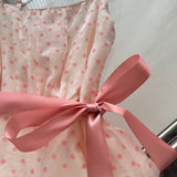 Sexy A line Square Neckline Pink Summer Polka Dots Dress Holiday Party Outfits For Women HZ1121