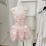 Sexy A line Spaghetti Straps 2 Pieces Pink Summer Dress Holiday Dresses Party Outfits For Women HZ1121