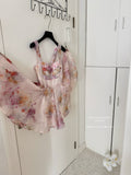 Cute A line Straps Floral Pink Short Summer Dress Holiday Party Birthday Outfits HZ1121