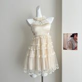 Cute A Line Square Halter Lace Summer Dress Holiday Party Outfits For Girls HZ1121