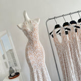 Sexy Mermaid V Neckline White Lace Summer Dress Holiday Party Birthday Outfits For Teens HZ1121