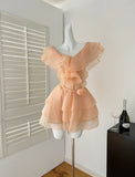 Cute A Line V Neckline Layers Summer Dress Holiday Party Outfits For Girls HZ1121