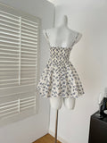 Cute A line Spaghetti Straps Blue Floral Chiffon Short Summer Dress Holiday Party Birthday Outfits HZ1121