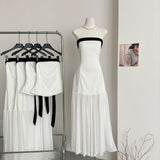 Simple A line Strapless White Tulle Summer Dress Holiday Party Dress Birthday Outfits For Teens HZ1121