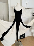 Sexy A line Spaghetti Straps Black Midi Summer Dress Holiday Party Black Birthday Outfits For Women HZ1121
