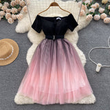 Cute A line Off The Shoulder Ombre Pink Dress Women Dress HZ1022