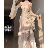 Vintage High Low Spaghetti Straps Ivory 16th Birthday Dress Lolita Dress Satin Birthday Outfits HZ1121