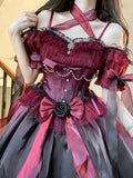 Vintage Ball Gown Off The Shoulder Short Sleeves 16th Burgundy Birthday Dress Lolita Dress Birthday Outfits HZ1121