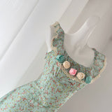 Sexy A line Square Neckline Summer Floral Green Dress Holiday Party Outfits For Women HZ1121