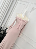 Sweet Mermaid Jewel Long Sleeves Long Women Summer Holiday Knitted Dresses HZ1121